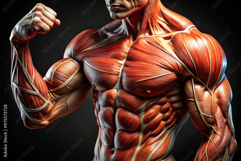A close-up view of a strong, toned hand with prominent flexed muscles, veins, and tendons, demonstrating power and A close-up view of a strong, toned hand with prominent flexed muscles, veins, and tendons, demonstrating power and