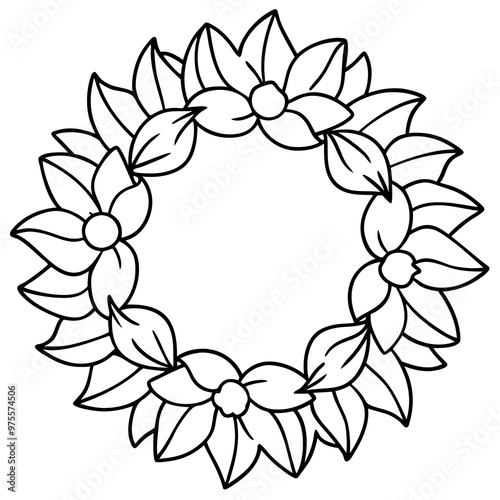 wreath of paradise flowers outline coloring book page line art drawing