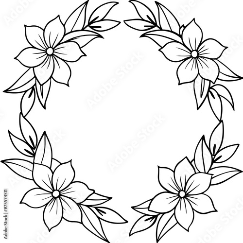 wreath of paradise flowers outline coloring book page line art drawing