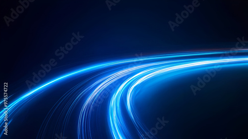 Speed motion on night, blue color, Abstract image of future technology concept, A digital blue neon wave background, Abstract blue light background design
