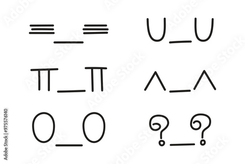 Set of cartoon eyes emoji handdrawn for element, facial expression, face