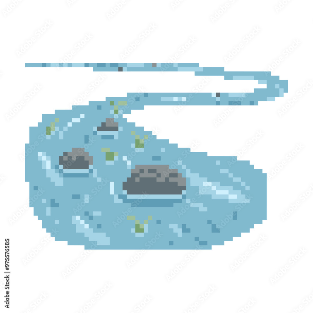 Fototapeta premium long blue river pixel art