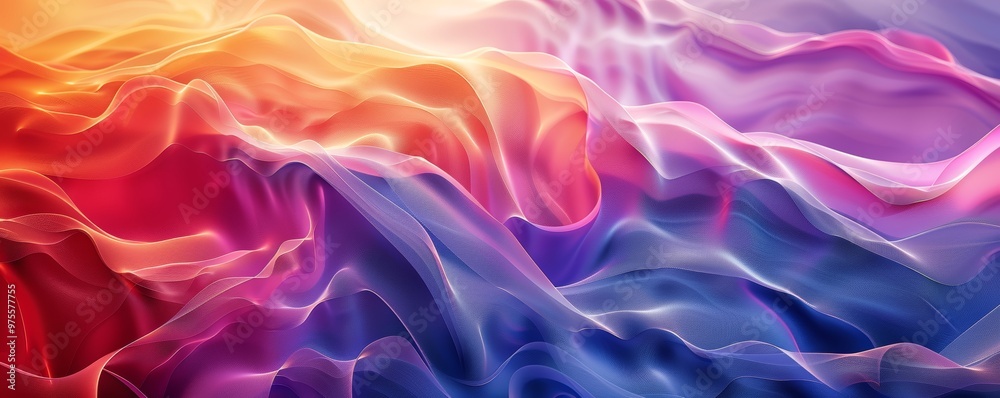 Mesmerizing Abstract 3D Waves Harmoniously Dancing in a Digital Realm under Radiant Light Mesmerizing Abstract 3D Waves Harmoniously Dancing in a Digital Realm under Radiant Light