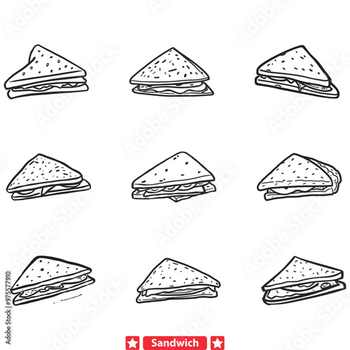 Vector Sandwich Illustrations  Spice Up Your Designs with Yummy Fillings!