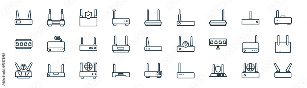 27 set of outline router icons such as router, router, vector thin line icons for web design, mobile app. 27 set of outline router icons such as router, router, vector thin line icons for web design, mobile app.