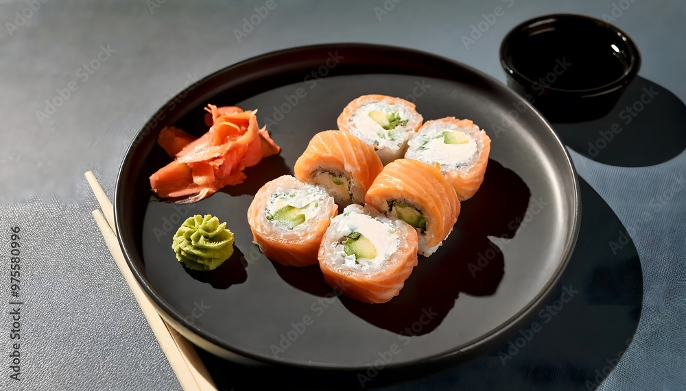 Salmon and Avocado Sushi Rolls. Sushi rolls made with salmon, avocado, and a touch of spicy mayo Salmon and Avocado Sushi Rolls. Sushi rolls made with salmon, avocado, and a touch of spicy mayo