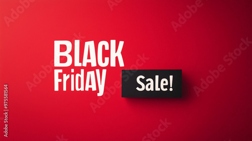 Black Friday sale text in bold white and black on a red background with copy space