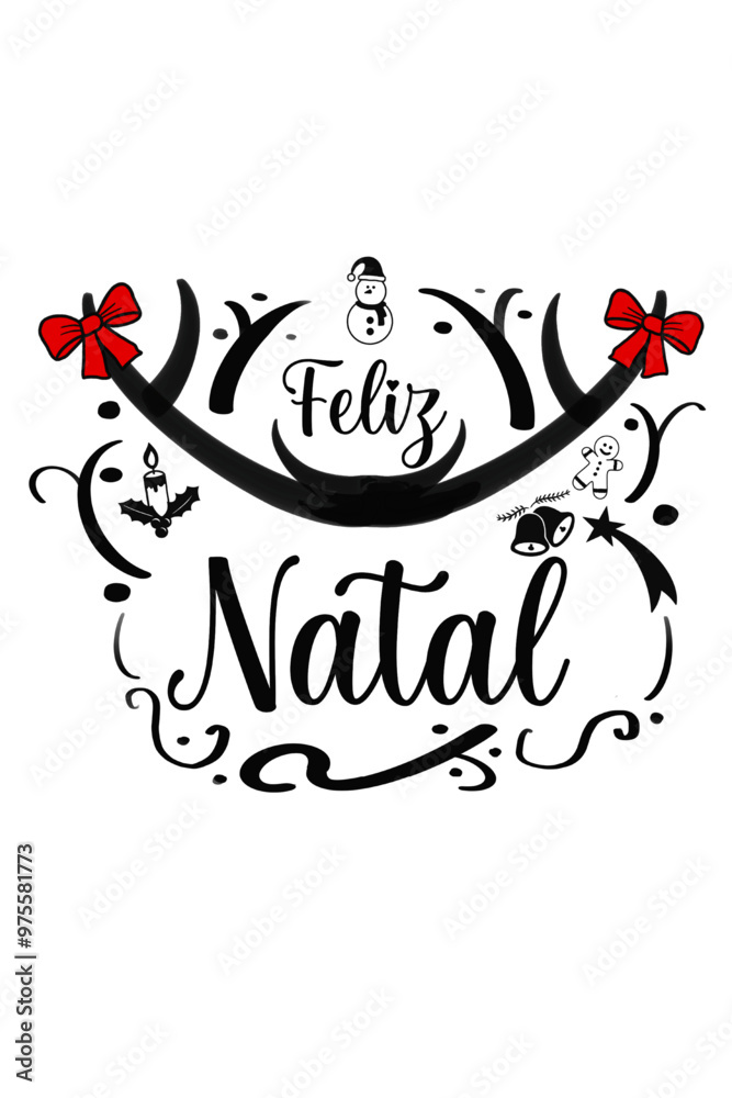 vetor texto de feliz natal com ornamentos decorativos 