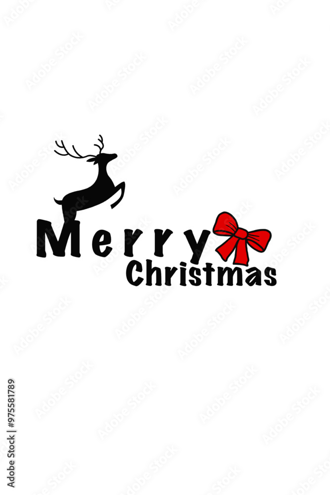 vector merry christmas text with a reindeer vector merry christmas text with a reindeer