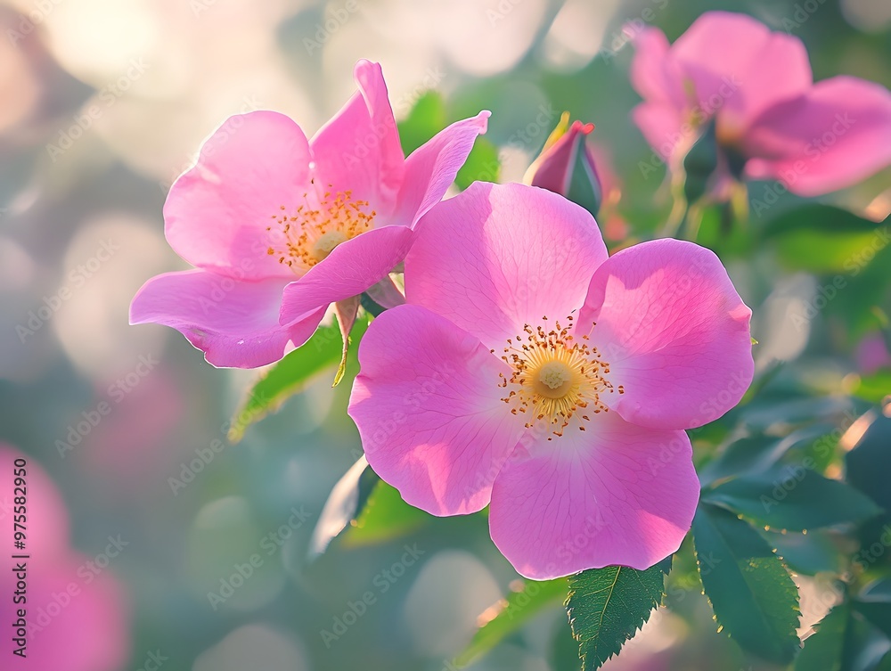 Rosa Damascena, known as the Damascus rose - pink, oleaginous, flowering, deciduous shrub plant. Valley of Roses. Close-up. Taillight. Selective focus Rosa Damascena, known as the Damascus rose - pink, oleaginous, flowering, deciduous shrub plant. Valley of Roses. Close-up. Taillight. Selective focus
