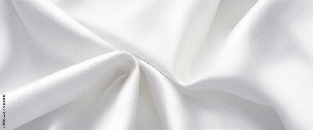 Fototapeta premium Luxurious White Silk Fabric with Elegant Rich Folds