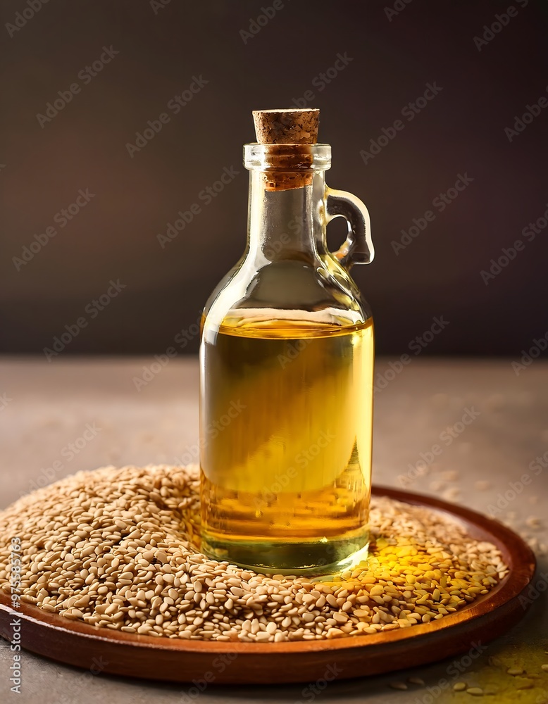 Sesame Seed Oil in a Glass Bottle Sesame Seed Oil in a Glass Bottle