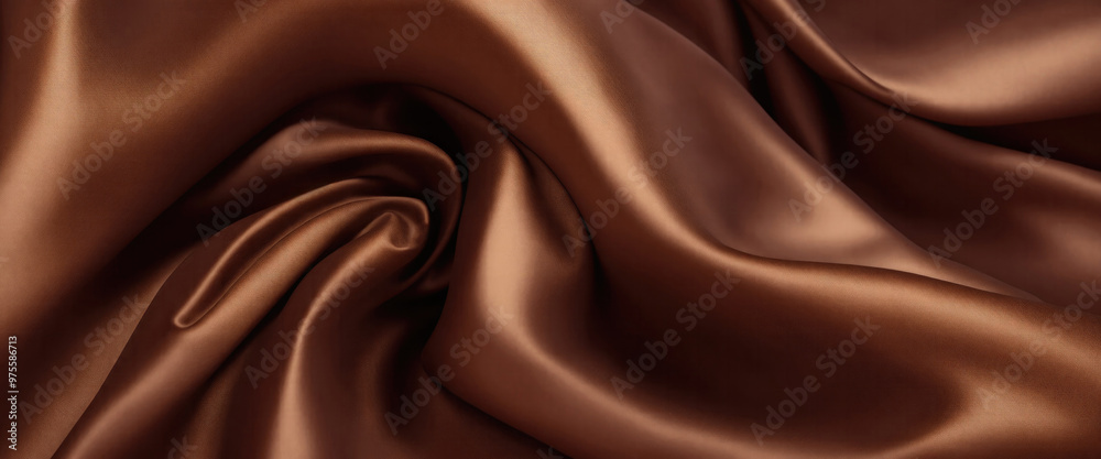 Luxurious Brown Silk Fabric with Elegant Rich Folds Luxurious Brown Silk Fabric with Elegant Rich Folds
