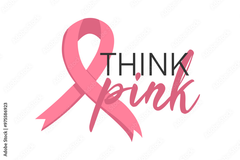 Think about pink. Vector poster design to raise awareness about breast cancer. Circle it with a pink ribbon. Think about pink. Vector poster design to raise awareness about breast cancer. Circle it with a pink ribbon.