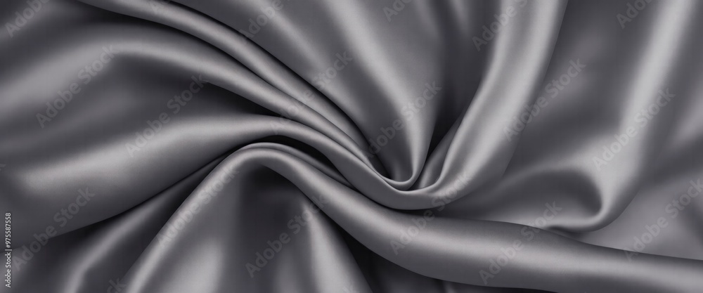 Fototapeta premium Luxurious Gray Silk Fabric with Elegant Rich Folds
