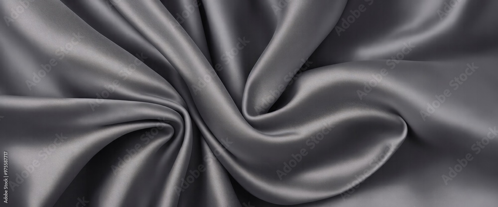 Fototapeta premium Luxurious Gray Silk Fabric with Elegant Rich Folds