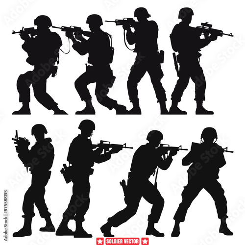 Standing Tall  Striking Soldier Silhouette Designs for Patriotic Graphics and Military Themes