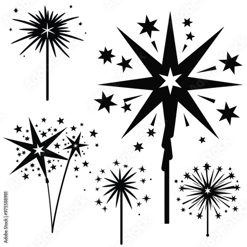 Enchanting Sparkle Vector Silhouette Set  Glittering Designs for Magical Creations