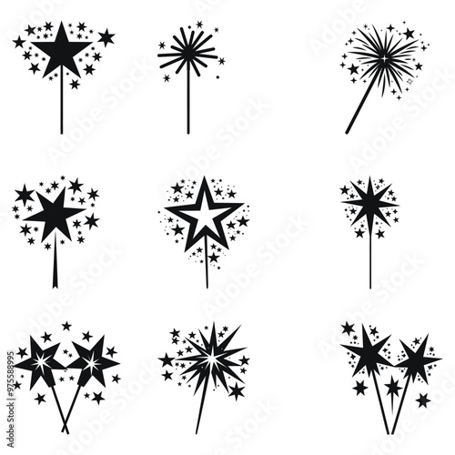 Twinkling Splendor  Sparkle Vector Silhouette Collection for Radiant Artistry