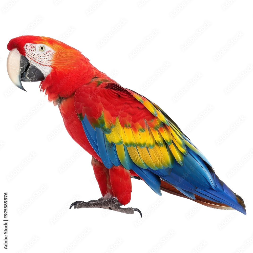 Obraz premium Colorful Macaw Parrot Isolated on Transparent Canvas