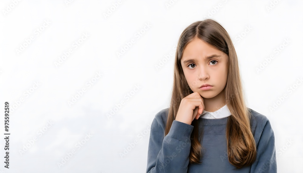 Young girl looking sad and confused, isolated on white Young girl looking sad and confused, isolated on white