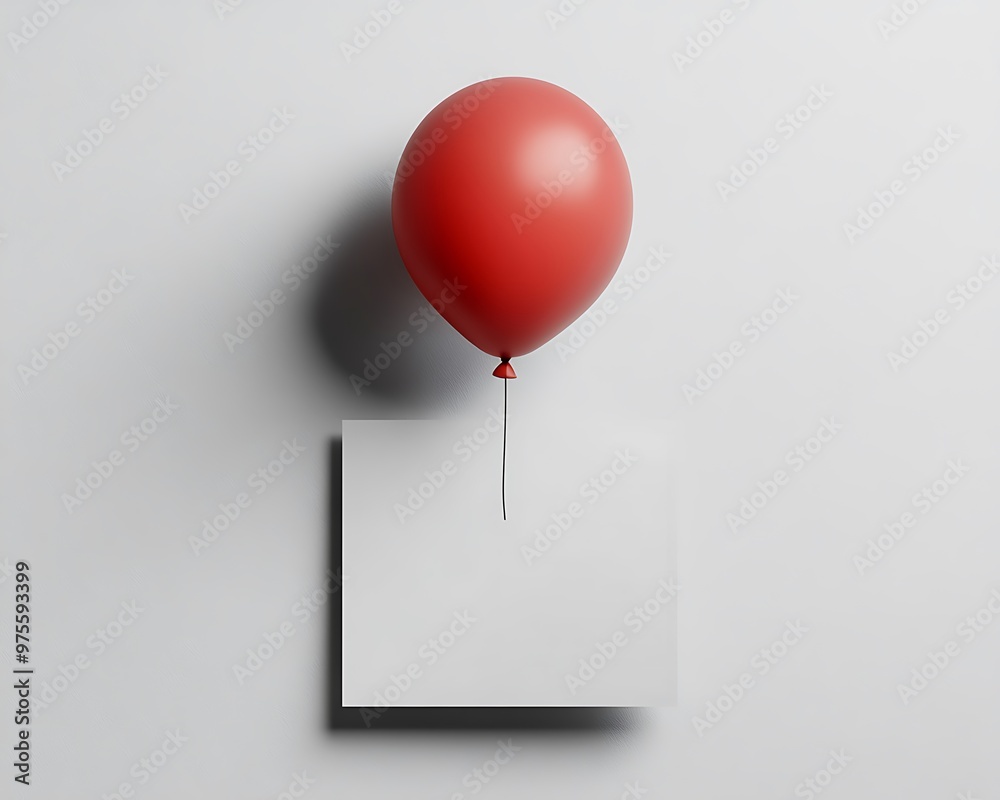 Balloon attached to a card with modern graphics and a minimalistic design, with a blank space at the top for event or branding details Balloon attached to a card with modern graphics and a minimalistic design, with a blank space at the top for event or branding details