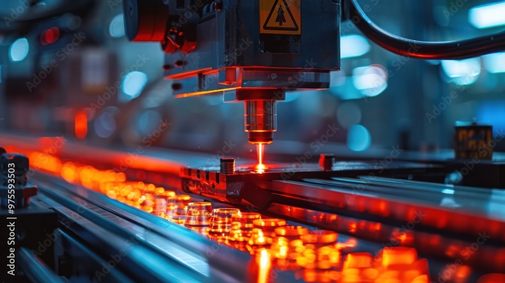 Metal Fabrication Process with Advanced High Tech Manufacturing Machinery and Equipment in an Automated Industrial Workshop or Factory Setting Metal Fabrication Process with Advanced High Tech Manufacturing Machinery and Equipment in an Automated Industrial Workshop or Factory Setting