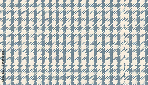 Houndstooth fabric pattern background. Seamless blue and white weaving simulation. Template illustration photo