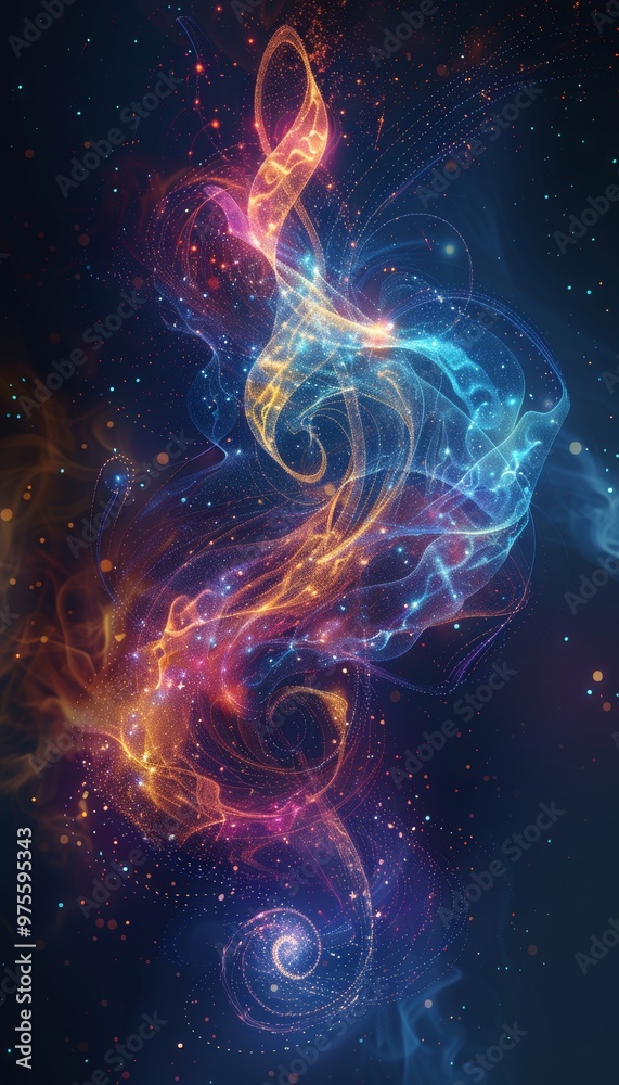 Fototapeta premium Mesmerizing Holographic 3D Sound Waves Rippling in a Futuristic Environment, Creating a Symphony of Colors and Energy