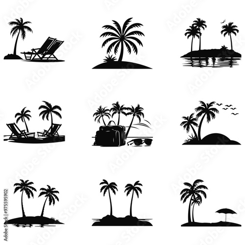 Tropical Vibes  Summer Beach Vector Silhouette Collection for Fun in the Sun