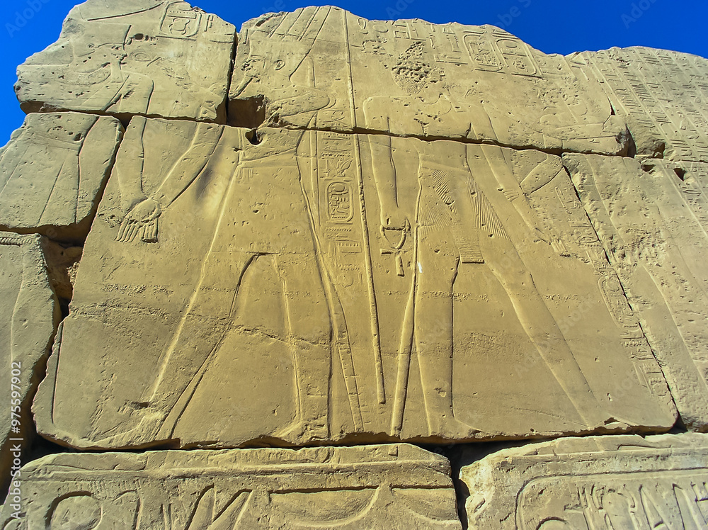 Seti Draw Foto de Ancient Egyptian Drawing on the Walls of the temple of Seti I ...