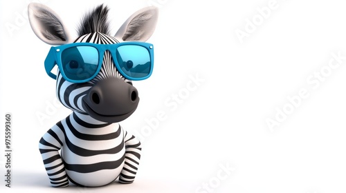 Cute Cartoon Zebra Wearing Sunglasses photo