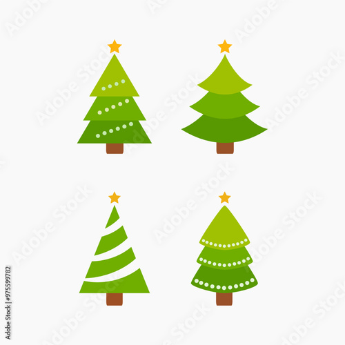 Merry Christmas tree icon set background