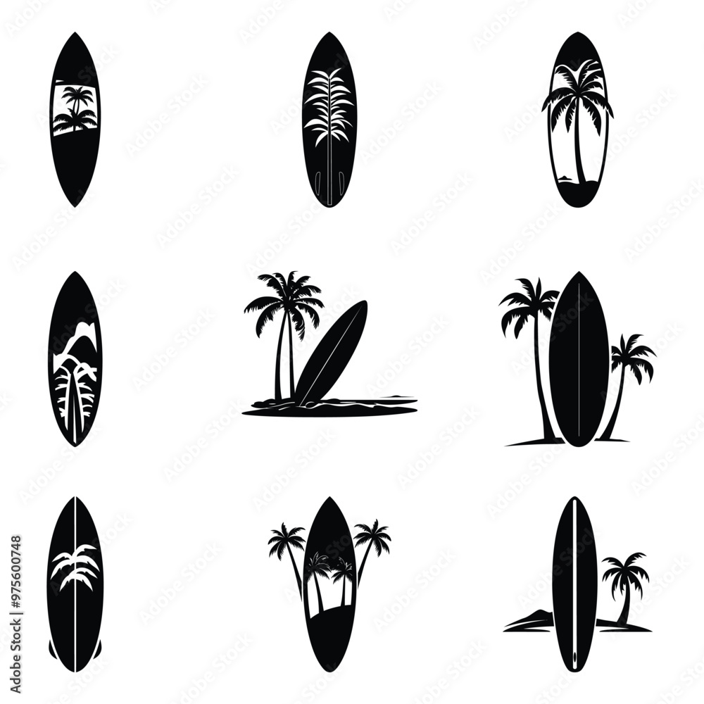 Sun, Sea, and Surf Elevate Your Designs with Trendy Surfboard Silhouettes Sun, Sea, and Surf Elevate Your Designs with Trendy Surfboard Silhouettes