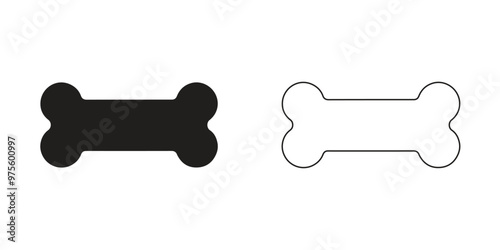 Dog bone silhouette and outline icon set vector illustration