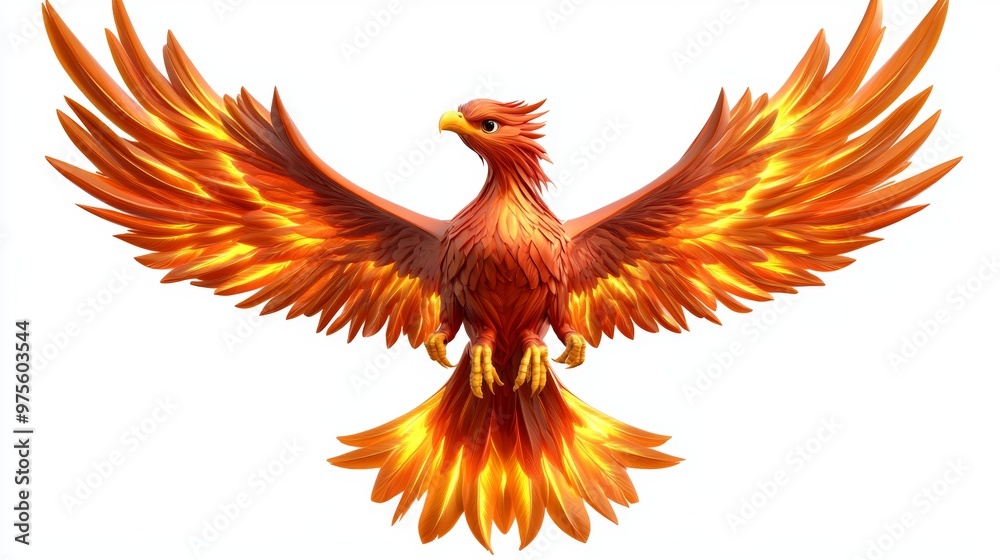 Obraz premium Phoenix Bird with Fire Wings 3D Illustration