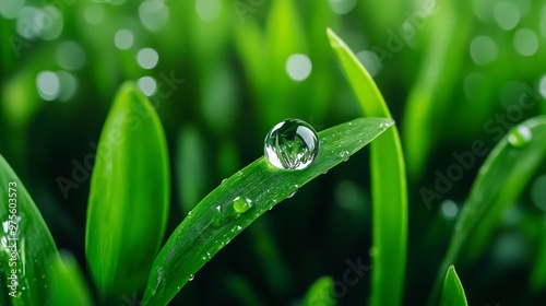 Dewdrop on a Grass Blade Macro Photography