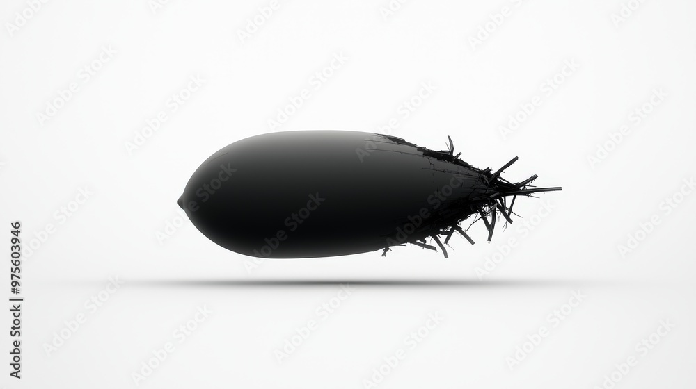 Fototapeta premium Abstract Black Shattered Balloon on White Background