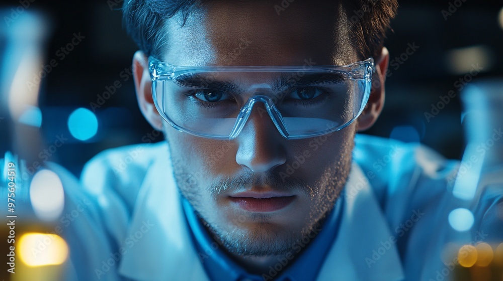 portrait of a professional scientist in a laboratory analyzing samples, focused on biology research. portrait of a professional scientist in a laboratory analyzing samples, focused on biology research.