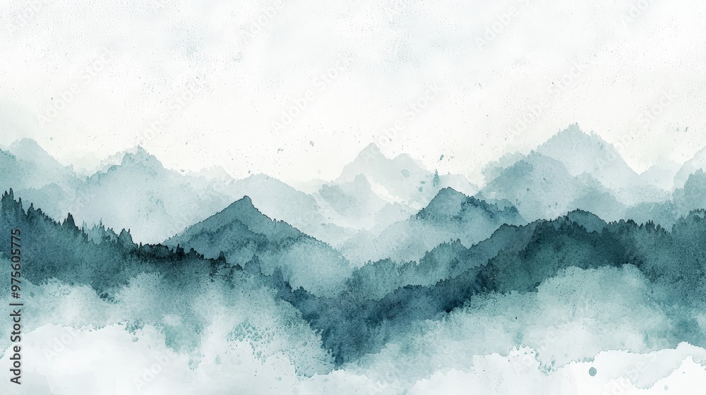 A serene watercolor painting of misty mountains with soft hues, conveying tranquility and natural beauty in a dreamy landscape. A serene watercolor painting of misty mountains with soft hues, conveying tranquility and natural beauty in a dreamy landscape.
