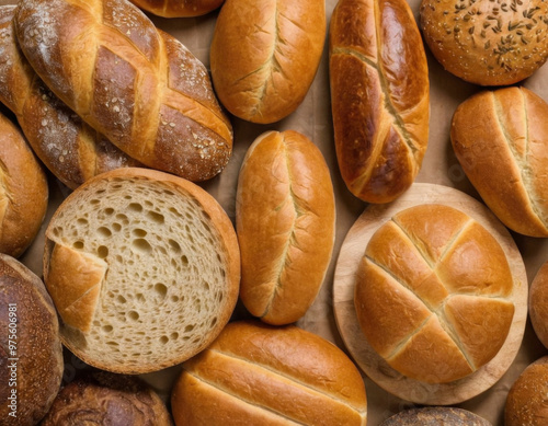 fresh bread with a crispy crust, close-up, bakery products, loaf, loaf, wheat loaf for breakfast, healthy food