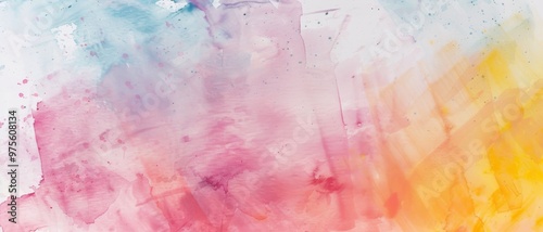 Gentle abstract watercolor with light pastels of pink, blue, and yellow, evoking serene and soft artistic vibes.