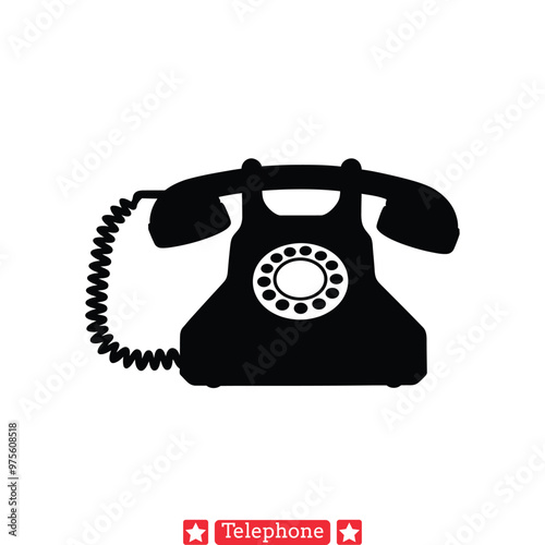 Telecommunication Classics  Vintage Phone Silhouette Set for Graphic Design