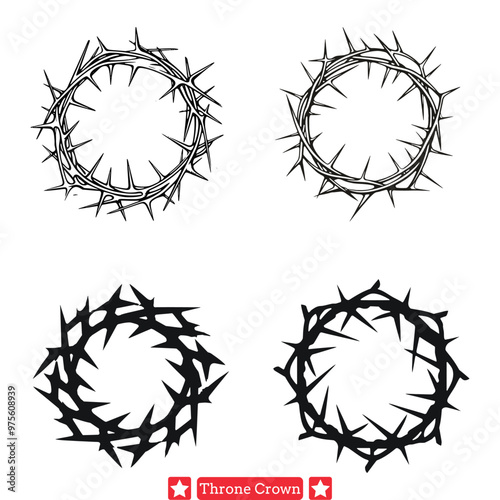 Enigmatic Thorn Crown Collection  Elegant Vector Silhouettes