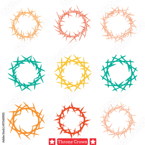 Thorn Crown Silhouette Ensemble  Symbolic Majesty in Vectors