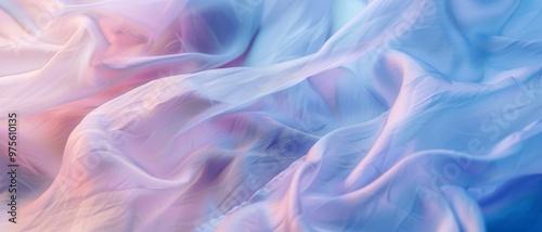 Smoke-like, pastel-colored fabric flows in a dreamy, ethereal manner, evoking tranquility and fluidity.