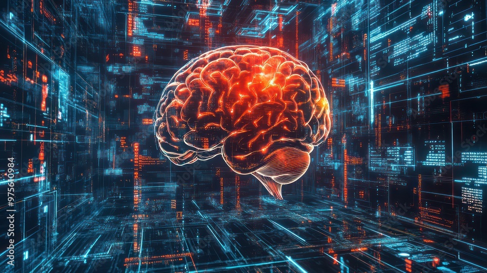 Brain-computer interface technology, connecting neural activity with machines, allowing direct communication between the brain and devices. Brain-computer interface technology, connecting neural activity with machines, allowing direct communication between the brain and devices.