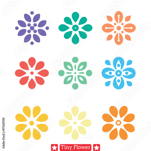 Petite Blossoms Elegant Floral Silhouettes Vector Illustration Set