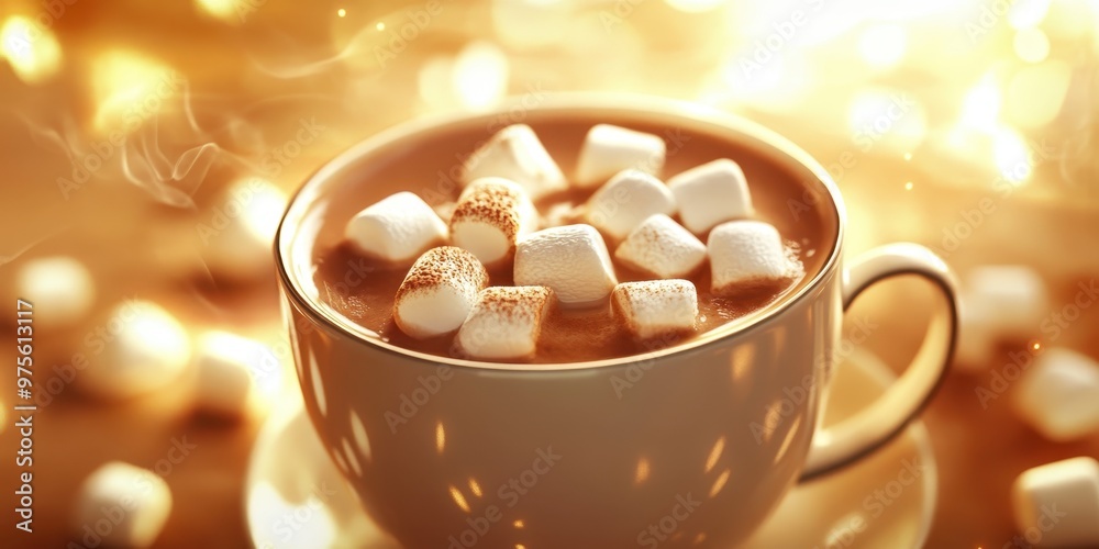 A hot cup of cocoa with marshmallows A hot cup of cocoa with marshmallows
