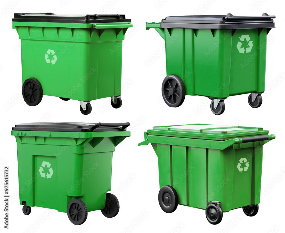 Set of outdoor garbage bins, cut out Set of outdoor garbage bins, cut out